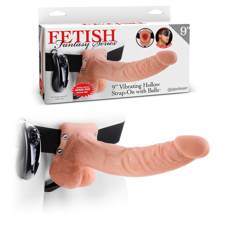 STRAP-ON OCO com Vibração e Testículos 9″ FETISH FANTASY SERIES Branco  49.90€